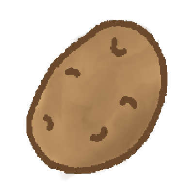  a lumpy brown potato with slightly lighter brown dots.
